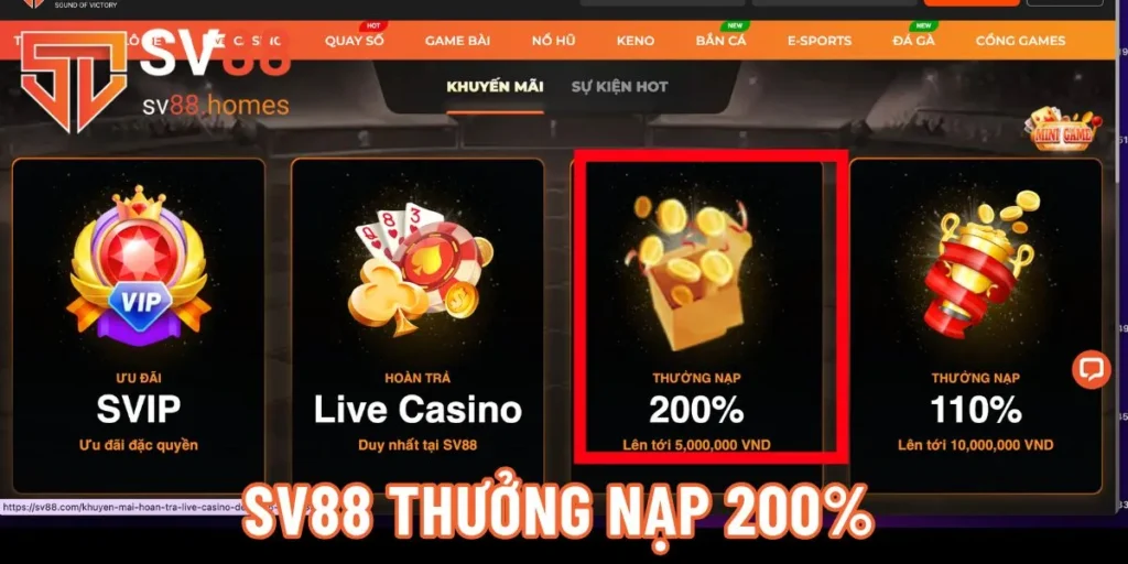 sv88 thưởng nạp 200%