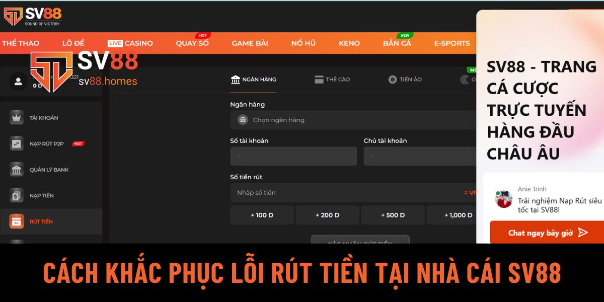 Cách khắc phục lỗi rút tiền tại nhà cái SV88