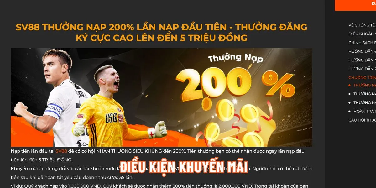 Chương trình SV88 thưởng nạp 200% là cơ hội tuyệt vời cho người chơi