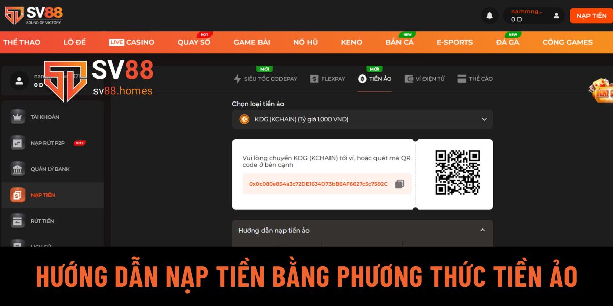 Hướng dẫn nạp tiền bằng phương thức tiền ảo