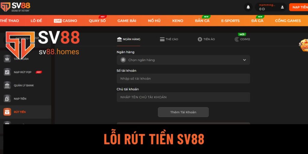 lỗi rút tiền sv88